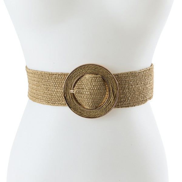 Khaki Boho Straw Paper Fashion Belt