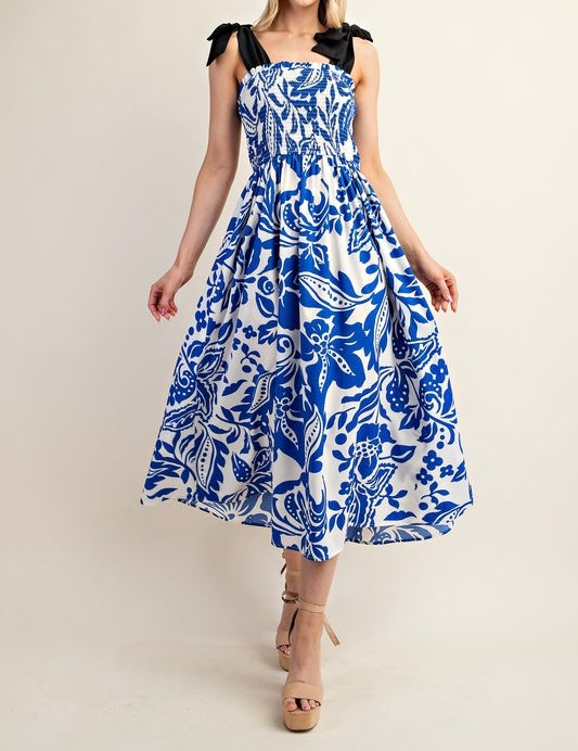 Medium - Print in Blues Midi Dress