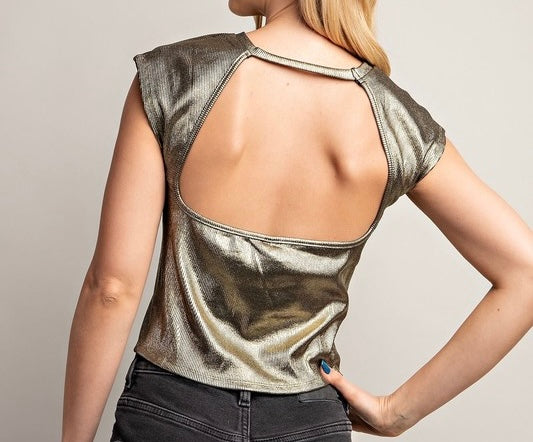 Gold Open Back Top
