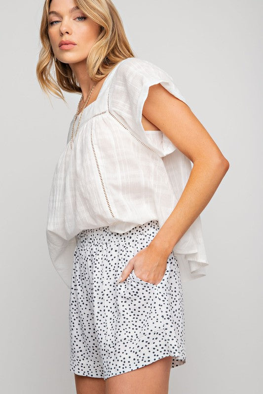 Medium - White Polka Dot Linen Shorts