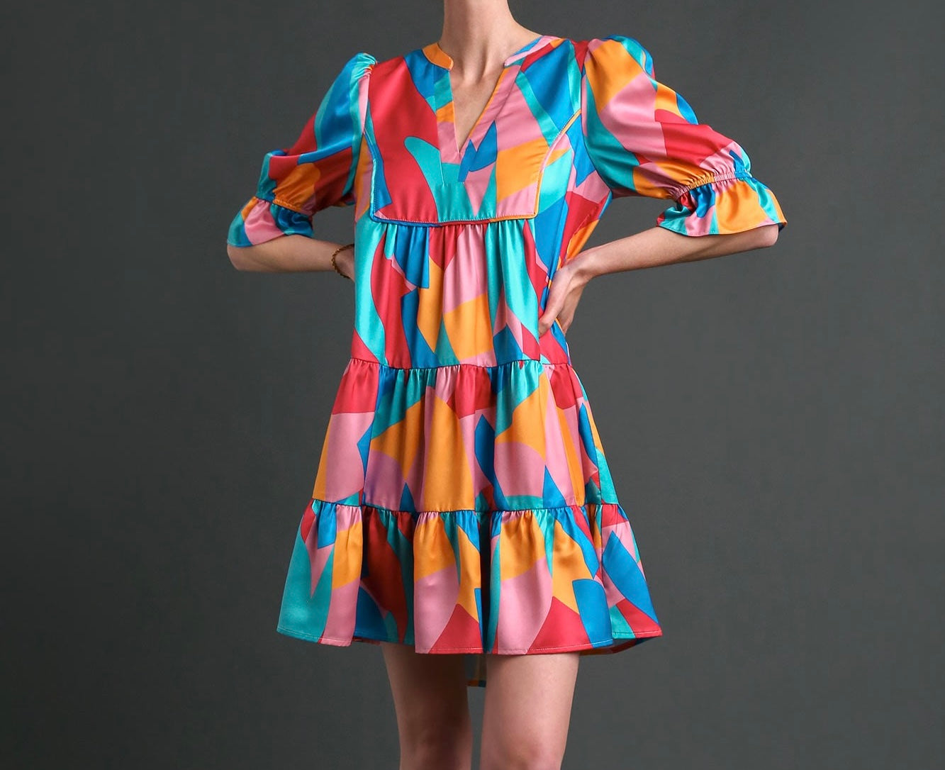 Satin Print Short Dress