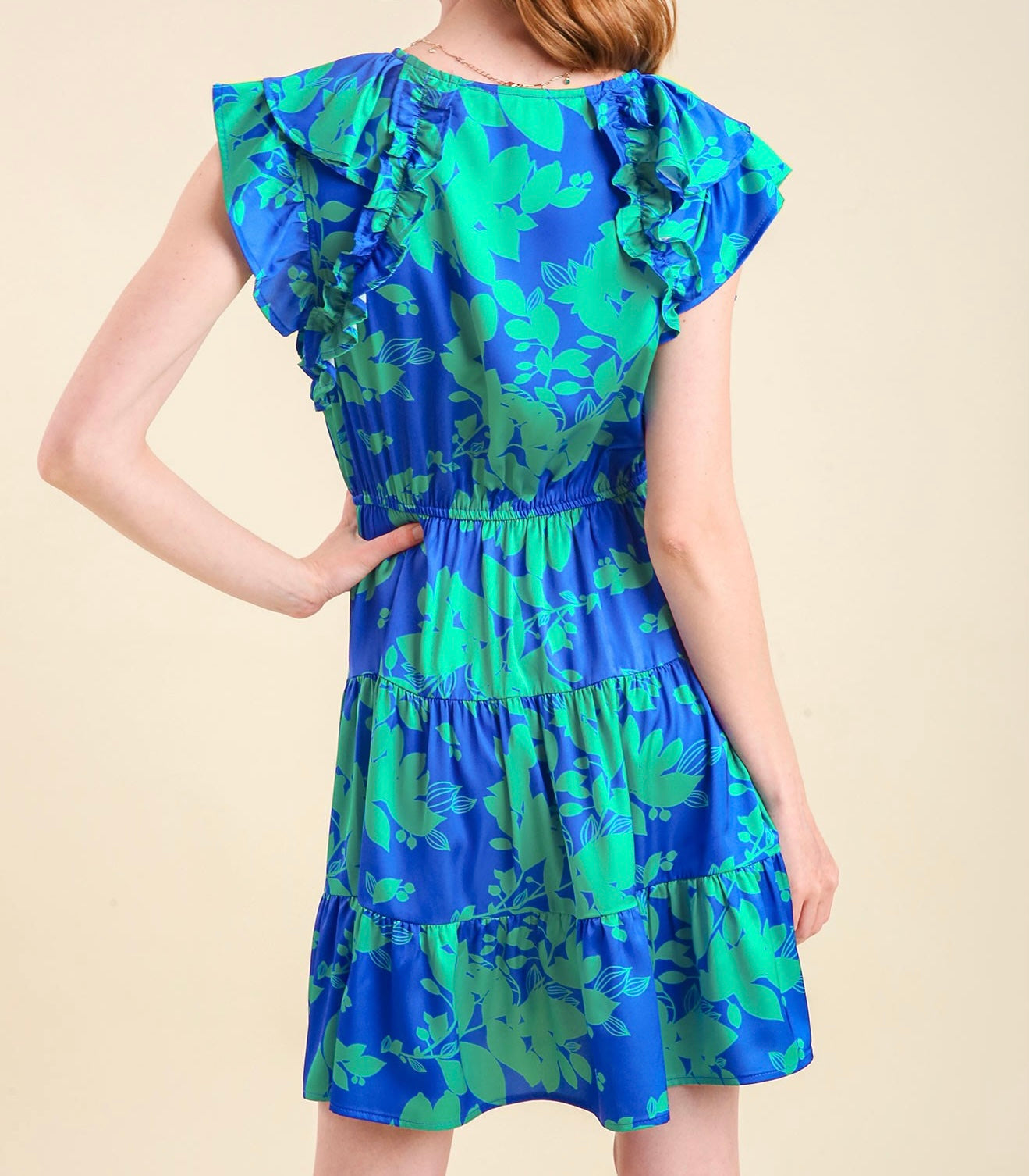 Satin Floral Print Short Dress