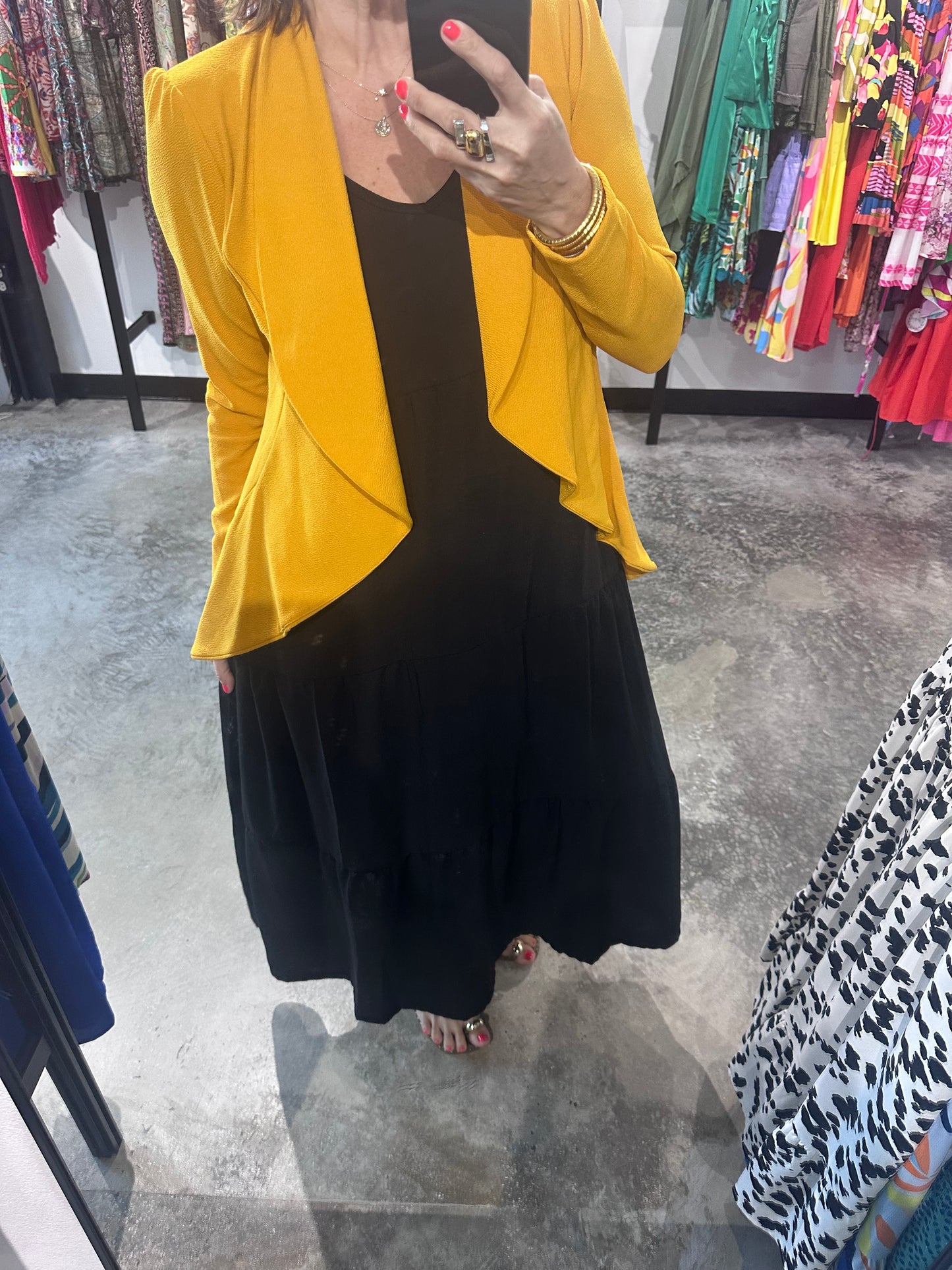Mustard Asymmetric Blazer Top