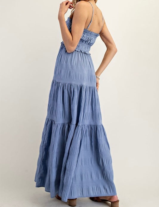 Denim Tiered Maxi Dress