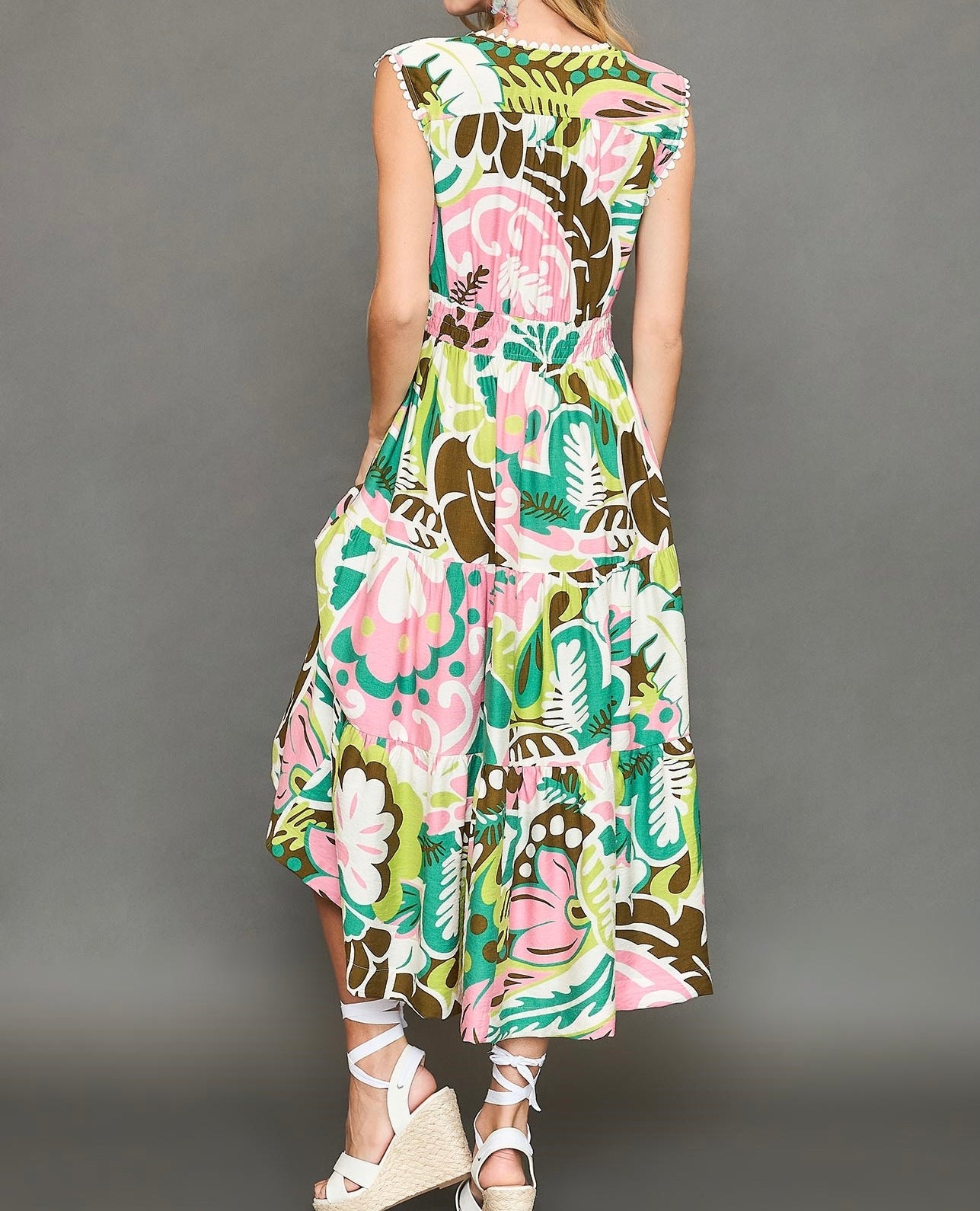 Sleeveless Print Midi Dress