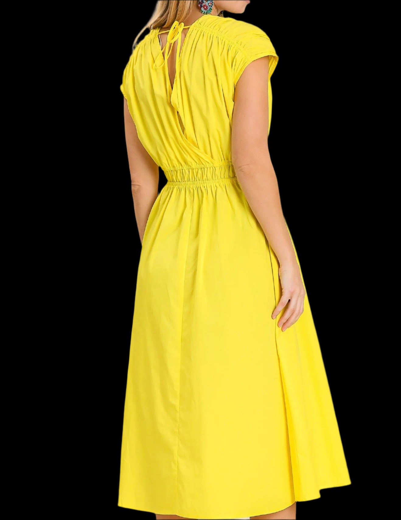 Lemon Solid Midi Dress
