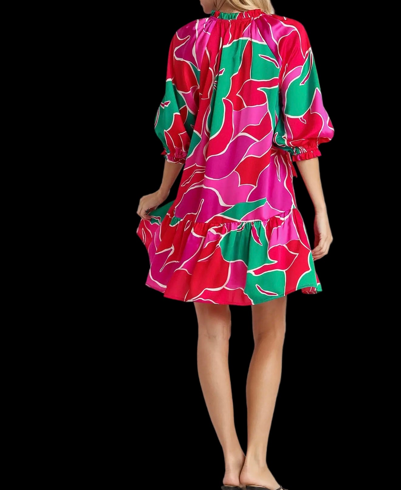 Abstract Print in Magenta Mix Short Dress