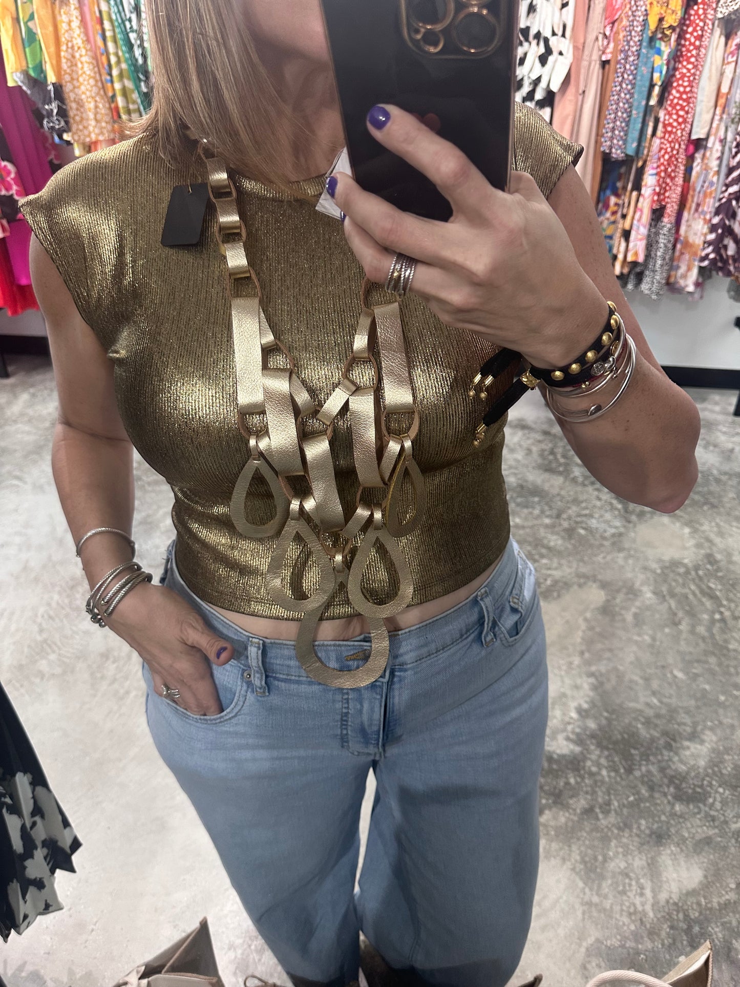Gold Open Back Top