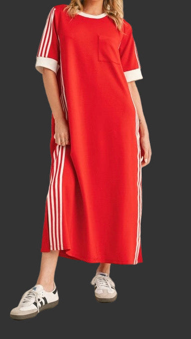 Sporty Red Maxi Dress