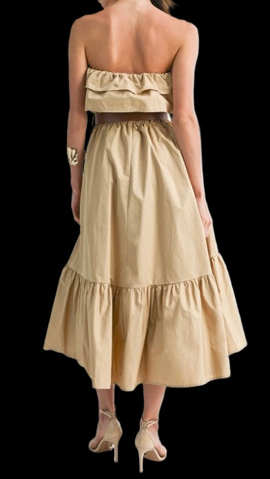 Strapless Ruffle Maxi Dress