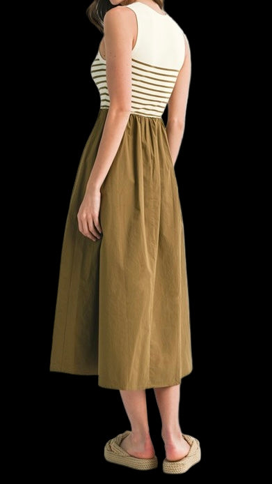 Striped Bodice Maxi Dress