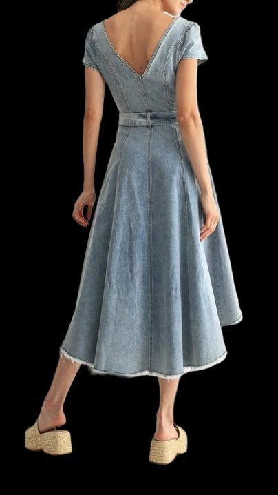Asymmetrical Denim Maxi Dress