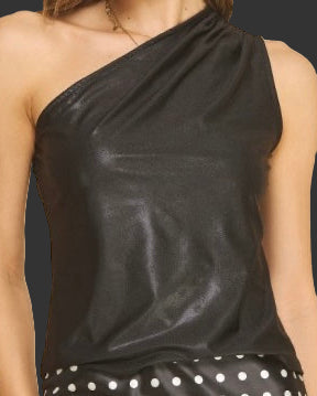 Metallic One Shoulder Top