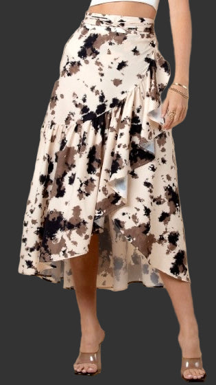 Abstract Cow Wrap Skirt
