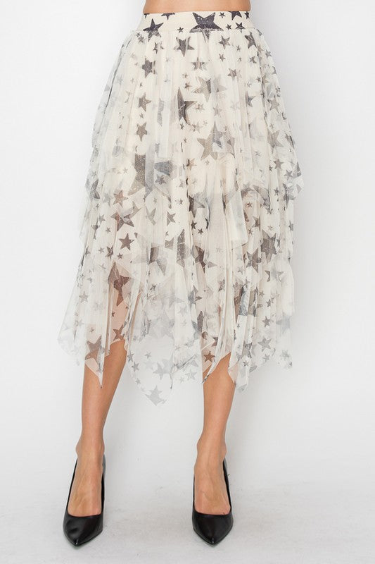 Stars Tiered Mesh Skirt