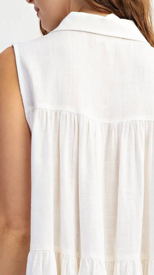 Off White Tiered Loose Fit Top