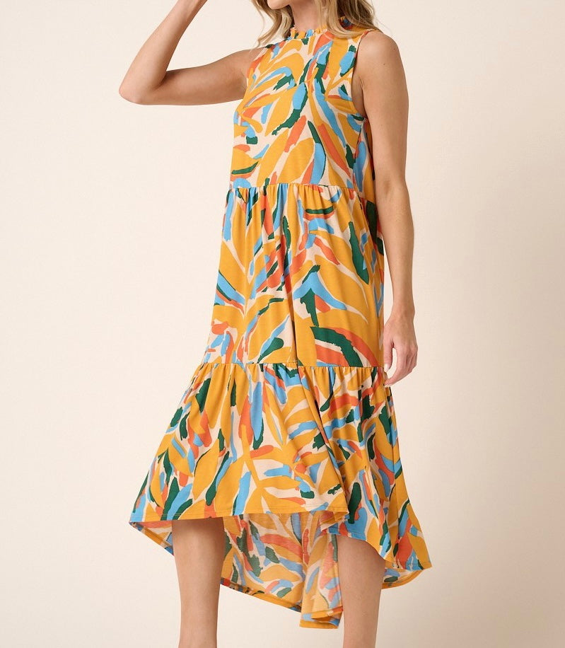 Small - Leaf Print Midi Dress