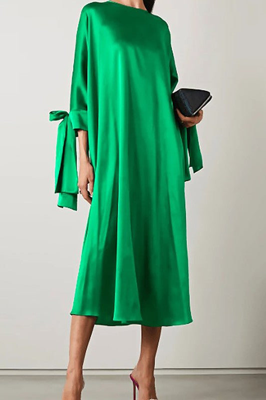 Small - Solid Tied Midi Dress