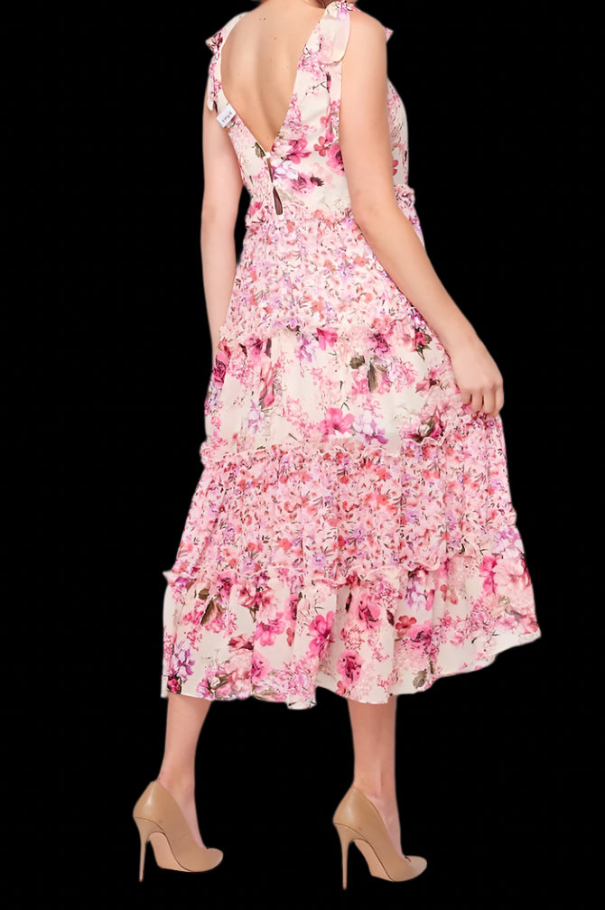 Rose Floral Midi Dress