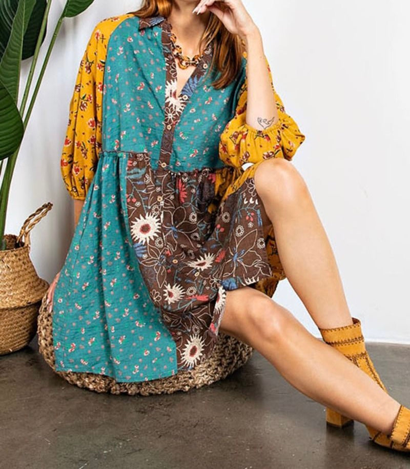 Medium - Mixed Print Shirt Dress