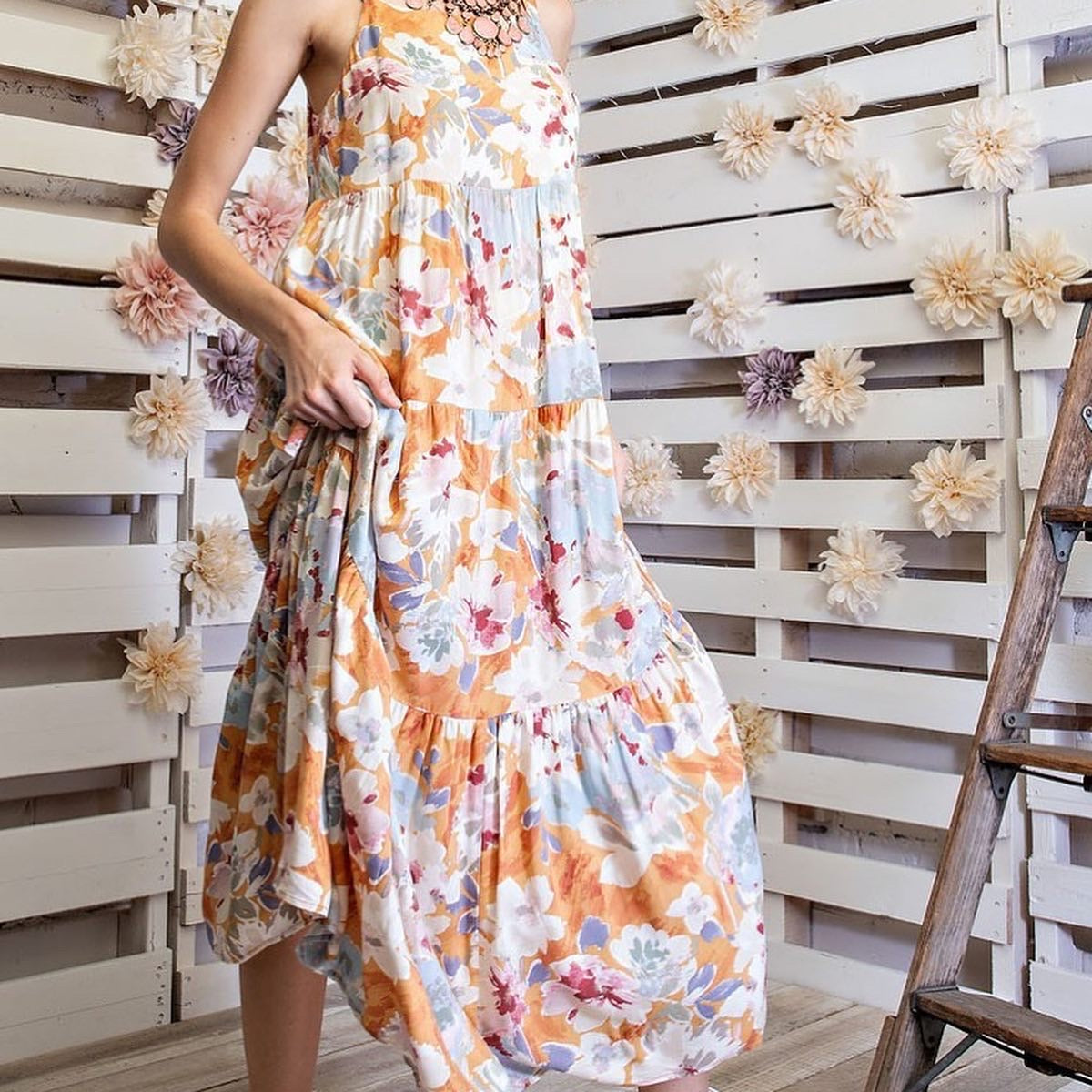 Water Print Midi Dress