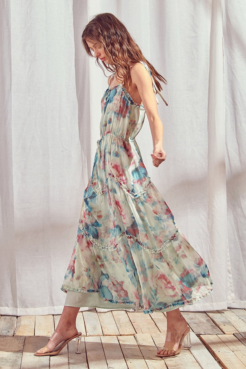 Medium - Blue Floral Midi Dress