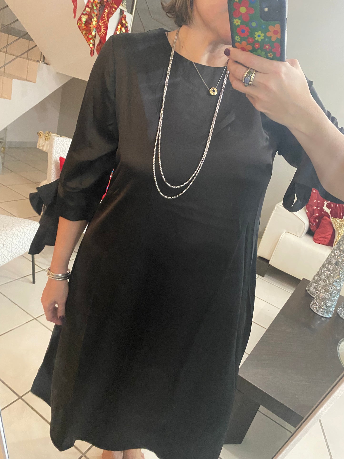 Small - Solid Tied Midi Dress in Black