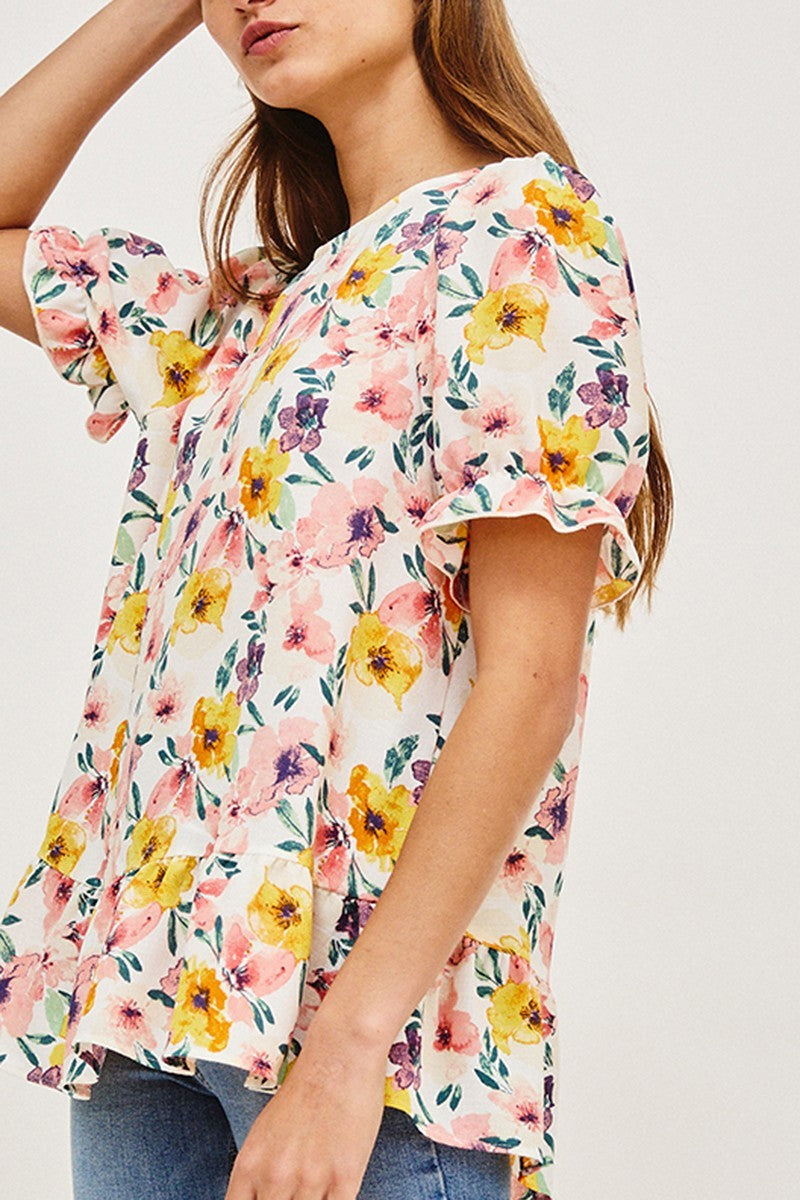 Small - Flower Pink Top