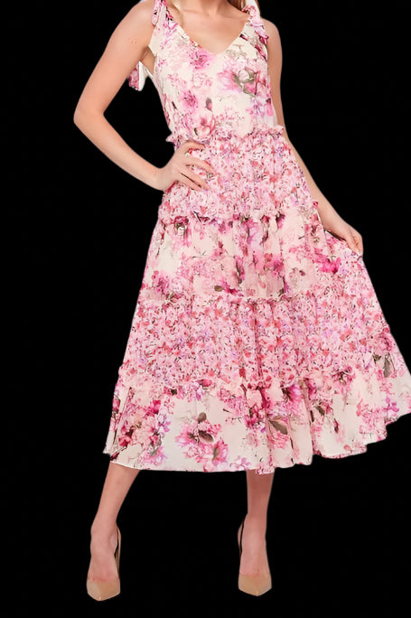 Rose Floral Midi Dress