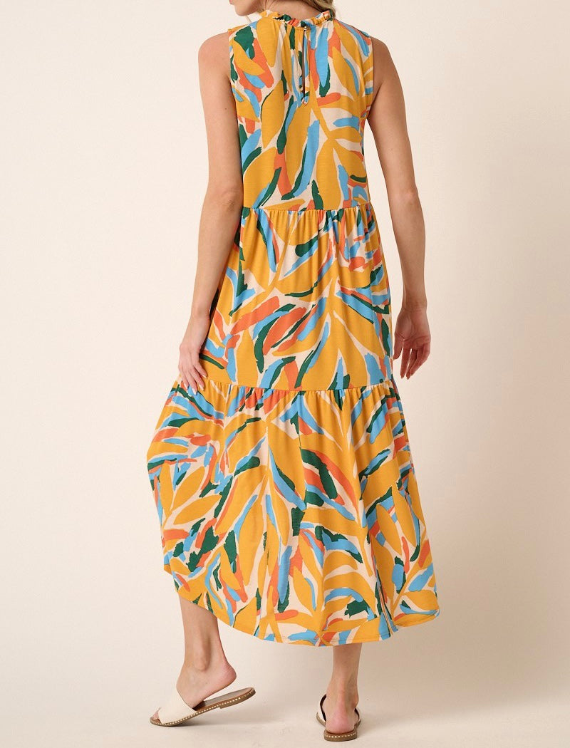 Small - Leaf Print Midi Dress