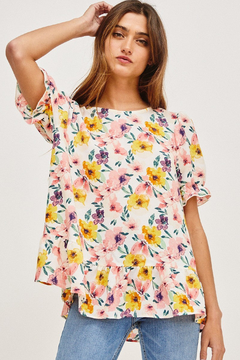 Small - Flower Pink Top