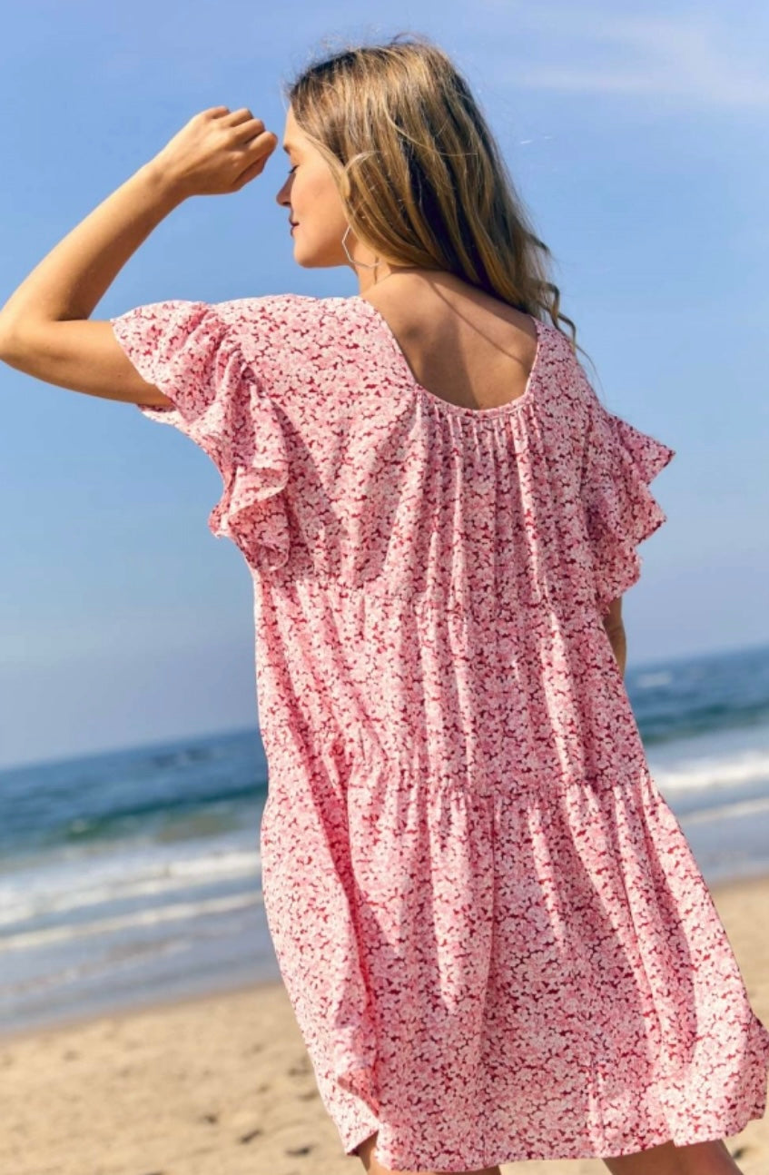 Small - White & Red Short Dress