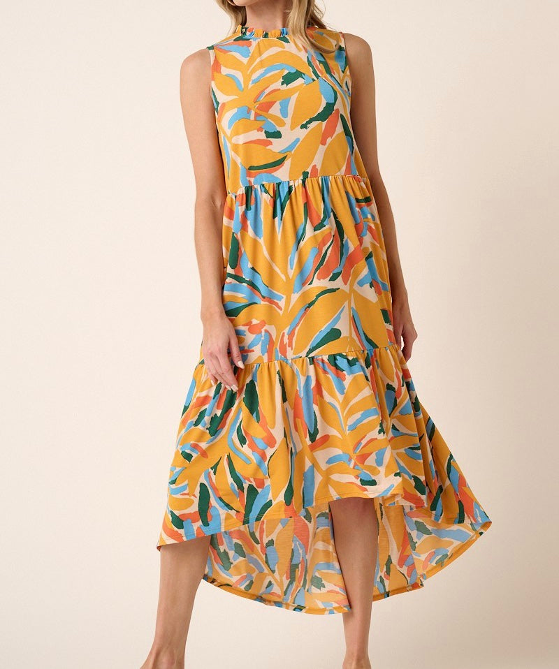 Small - Leaf Print Midi Dress