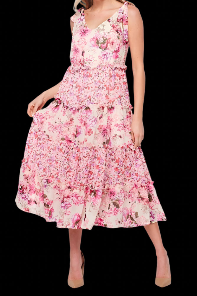 Rose Floral Midi Dress