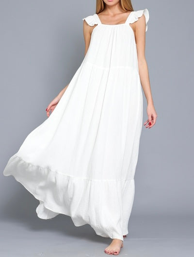 Small - Ruffle Shoulder Maxi Dress
