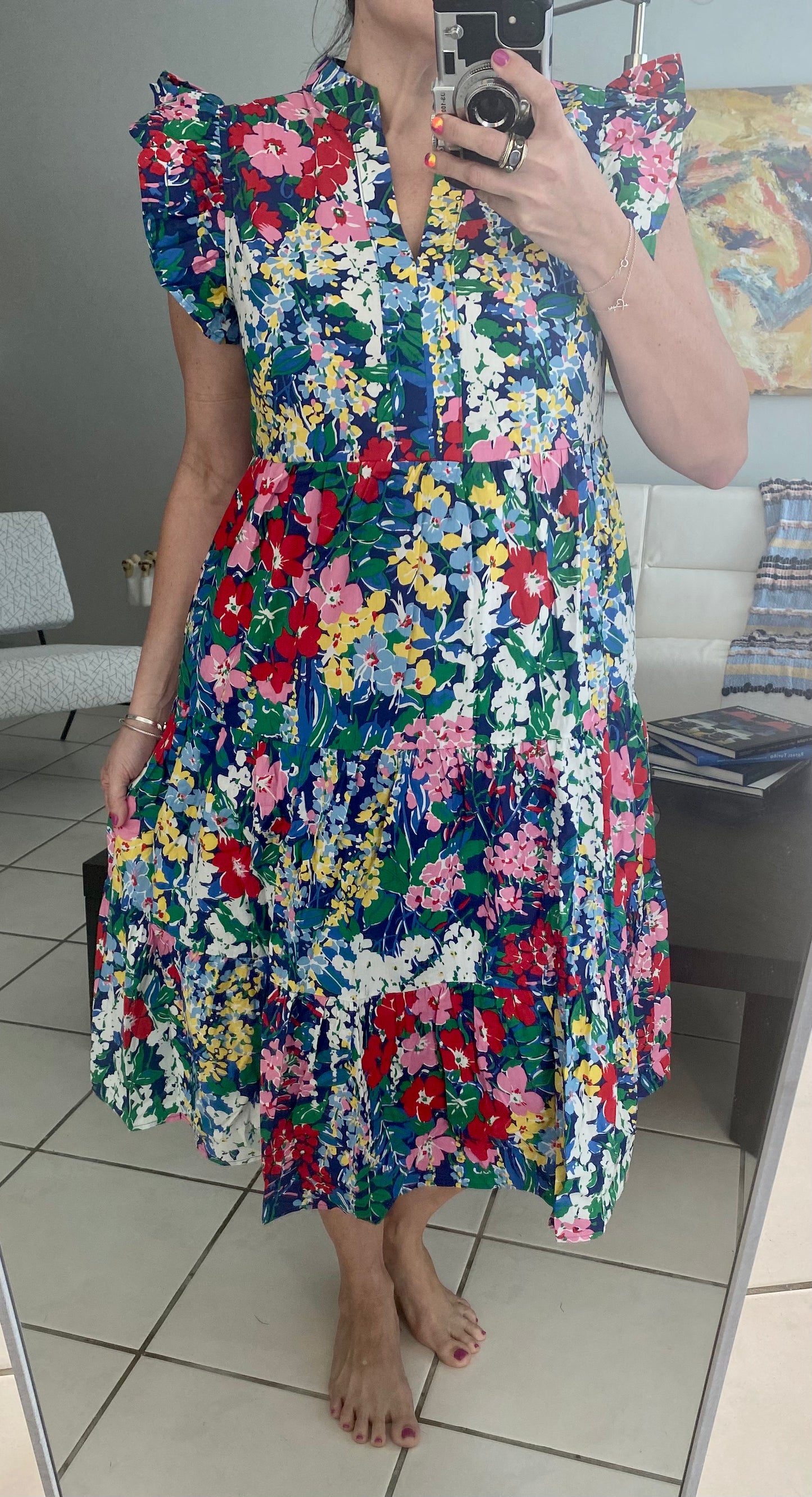 Medium - Floral Print Midi Dress