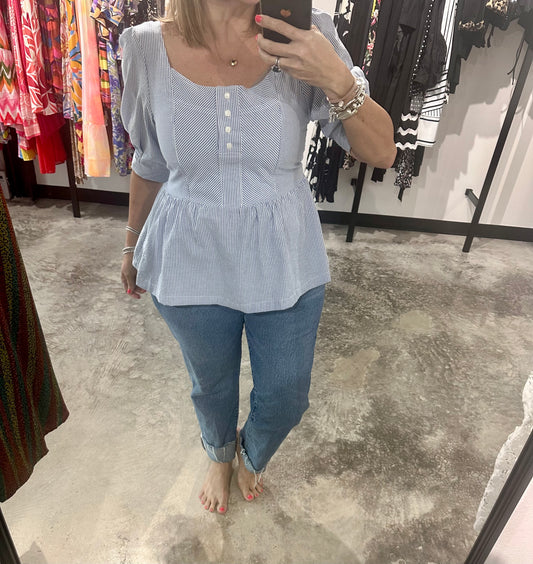 Blue Stripe Top