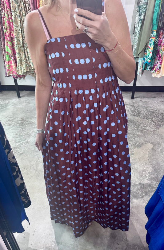 Blue Polka Dot Maxi Dress