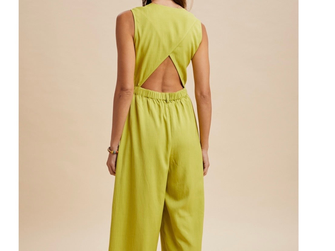 Black or Lime Wide Leg Jumpsuit