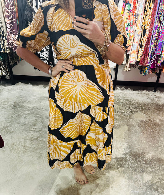 Honey Floral Print Midi Dress