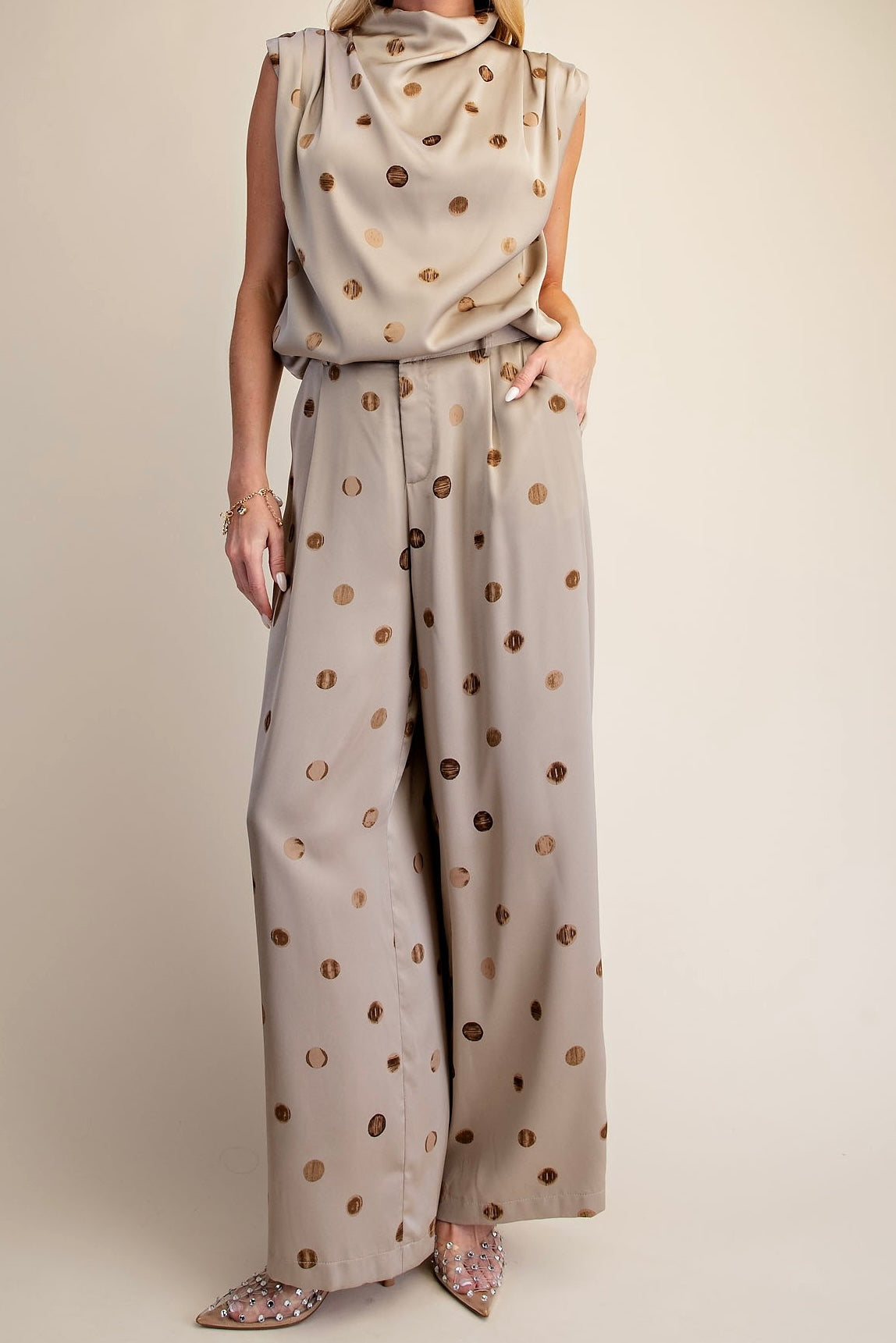 Polka Dot Satin Pants