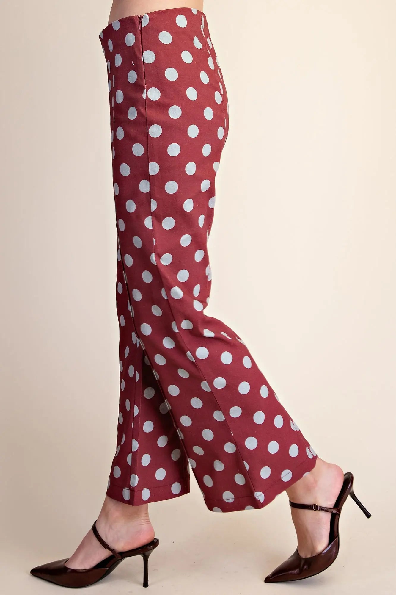 High Waist Polka Dot Stretch Crop Pants