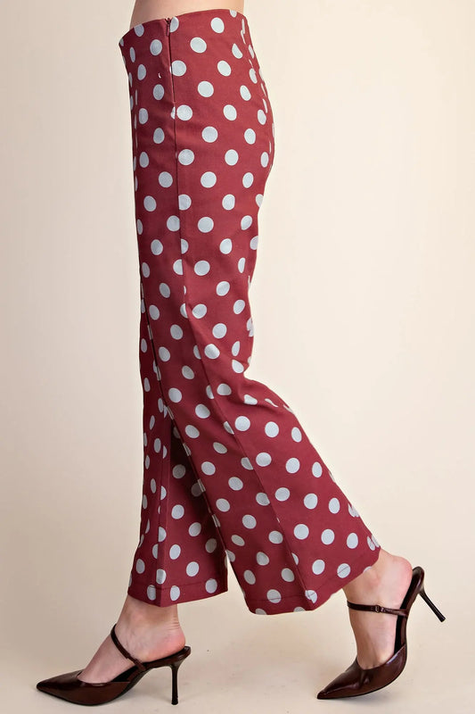 High Waist Polka Dot Stretch Crop Pants