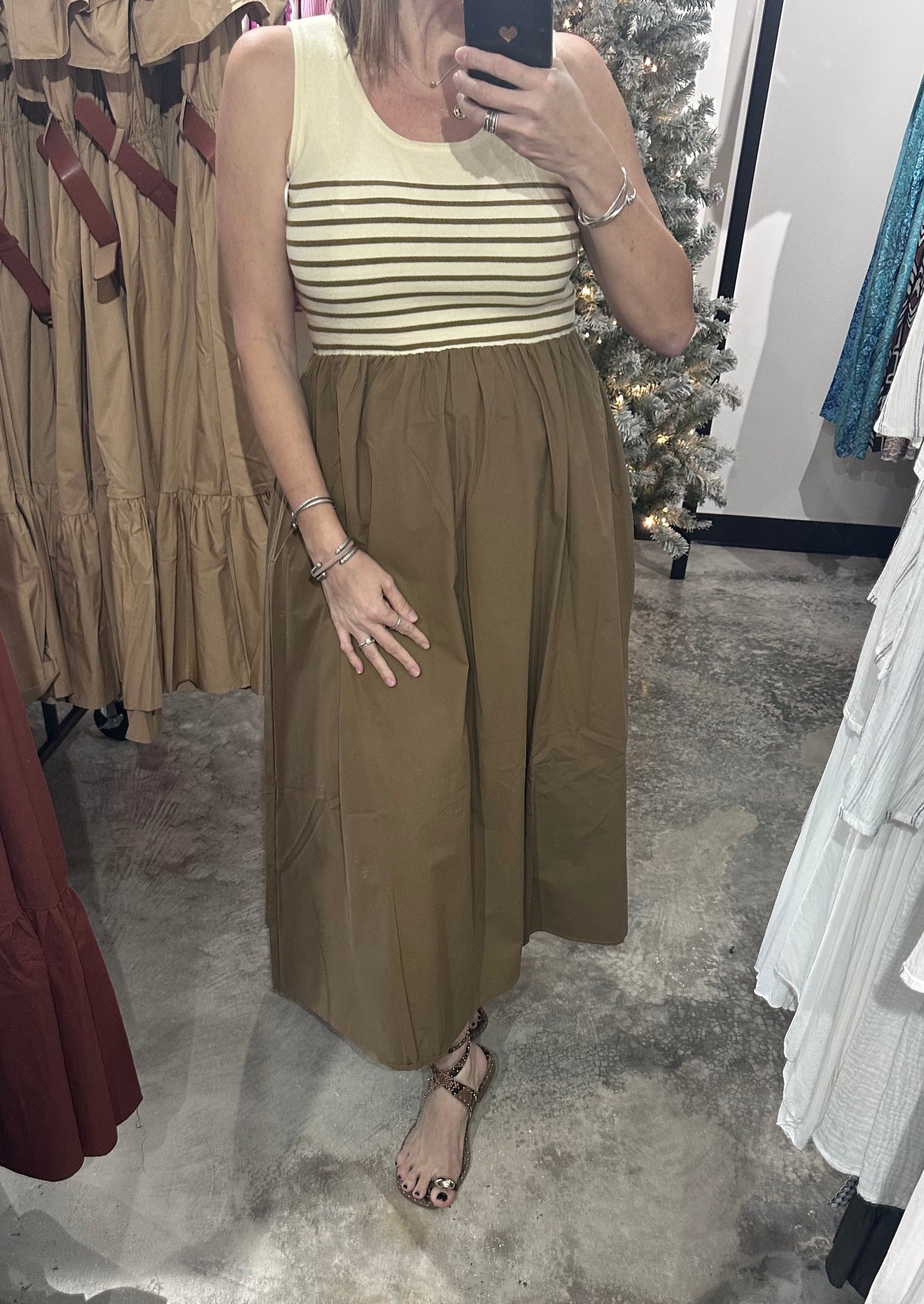 Striped Bodice Maxi Dress