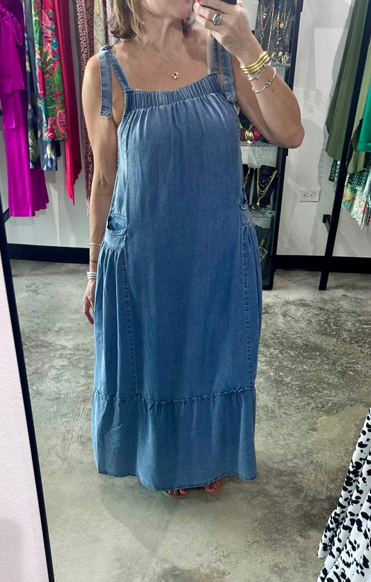 Tencel Overall Denim Midi Dress