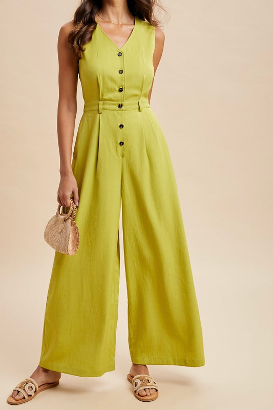 Black or Lime Wide Leg Jumpsuit