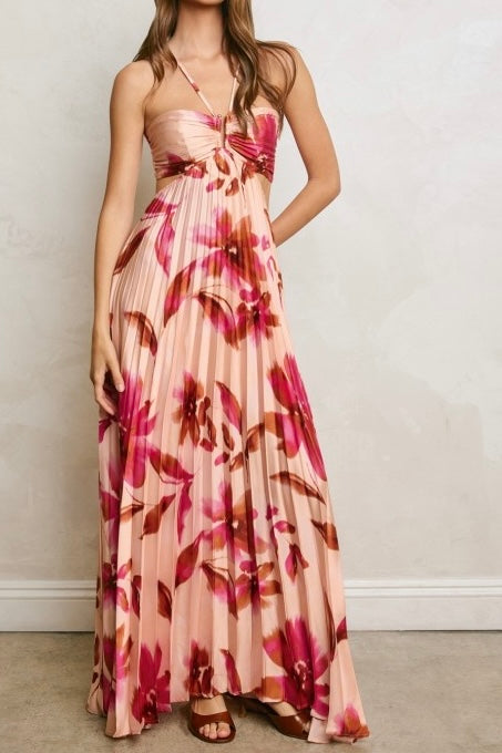Floral Satin Maxi Dress