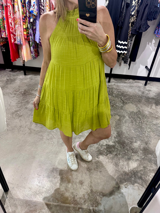 Halter Sleeveless Tiered Short Dress