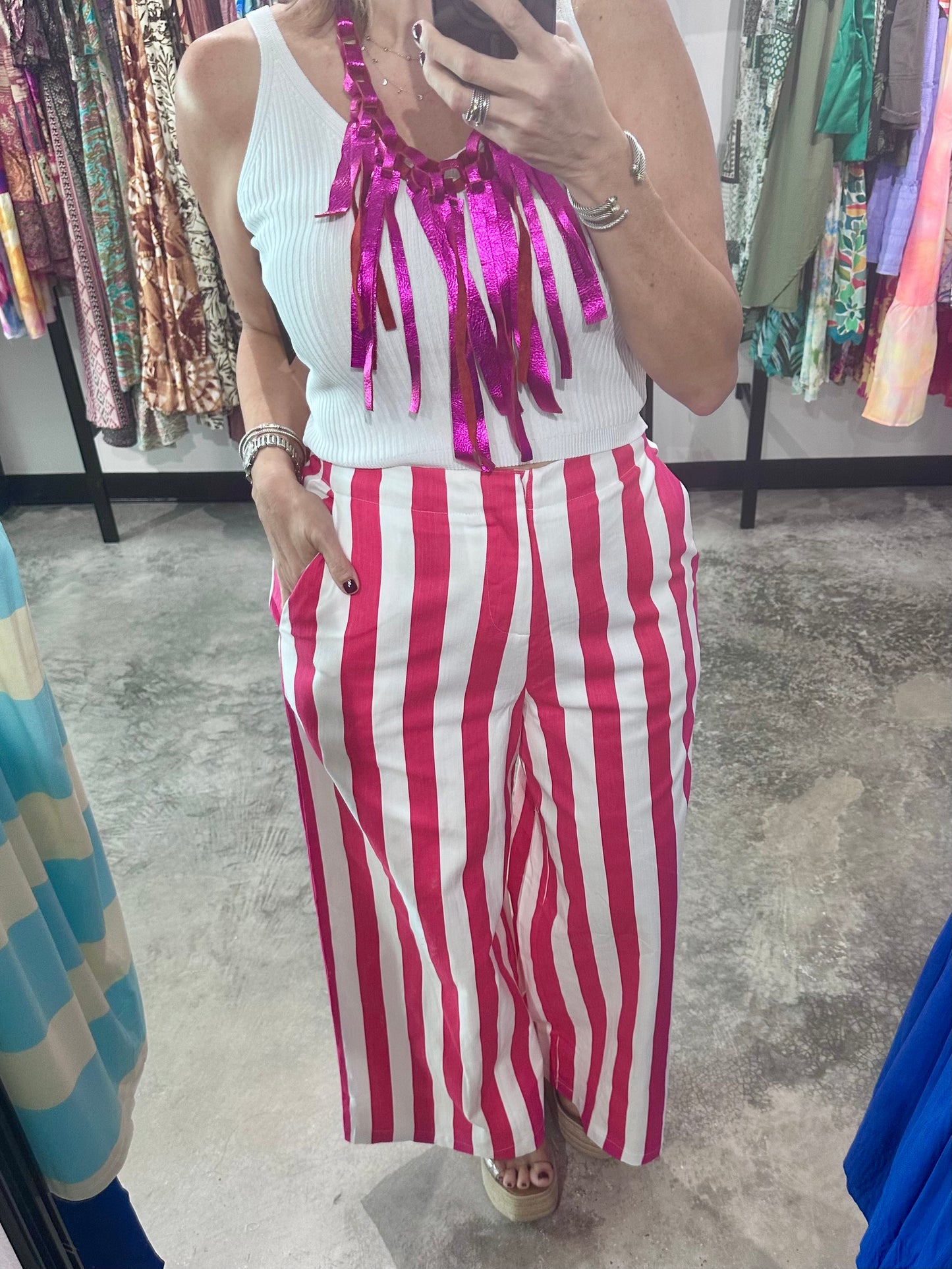 High Waist Stripe Pants