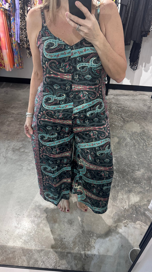 One Size Boho Straight Wide Leg Jumpsuit